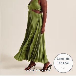 Abercrombie Satin Pleated Cutout Maxi Dress